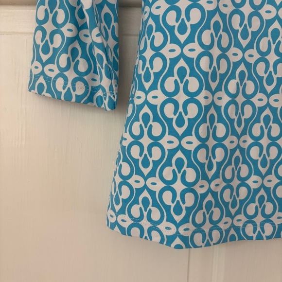 J. McLaughlin Catalina Cloth Shirt Signature Tee Blue Patterned Top‎ Size Small - Picture 4 of 10